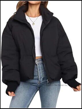 Cropped Puffer Jackets Winter Coats Short Warm Quilted Jacket Outerwear